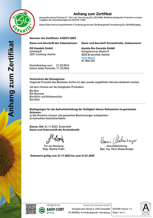 Austria-Bio-Garantie-Zertifikates