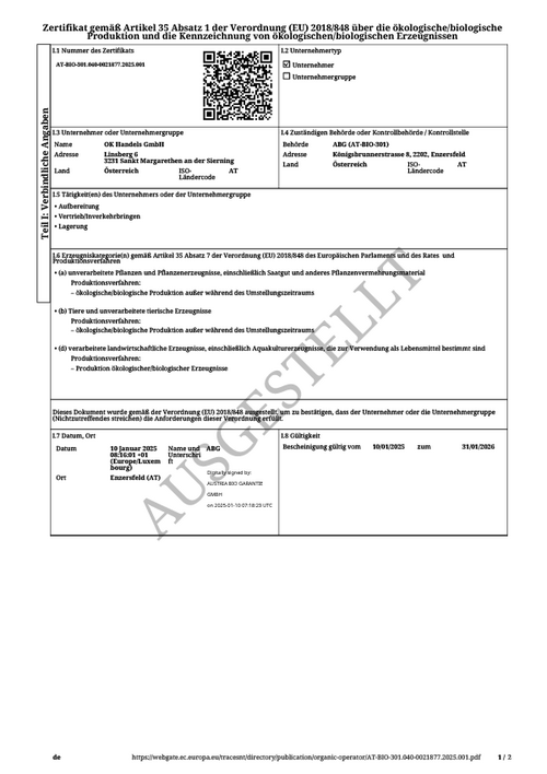 Austria-Bio-Garantie-Zertifikates